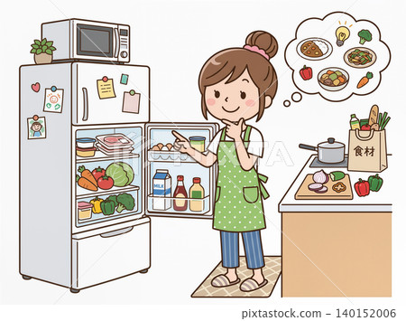 A housewife thinking about cooking A housewife thinking about cooking 140152006