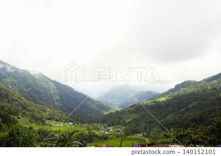 Himalayan mountain villages and lush valley landscapes Himalayan mountain villages and lush valley landscapes 140152101
