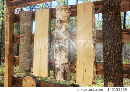 Wood cuts on the stand. General plan Wood cuts on the stand. General plan 140152289