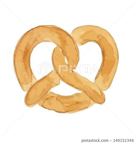 Watercolor-style illustration of a pretzel Watercolor-style illustration of a pretzel 140152348