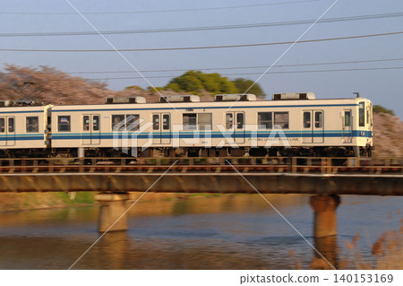 [TD] Tobu Noda Line 8000 series train in spring (panning shot) 140153169