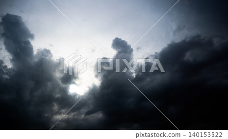 Cloud storm sky dark rain lightning thunder stoumy typhoon Nature light scene rainy atmosphere damage effect carbon dioxide dust air pollution 2.5 Pm, texture nature windstorm weather skyscape. 140153522