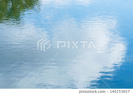Sky and clouds reflected on the surface of the pond 01 Sky and clouds reflected on the surface of the pond 01 140153657
