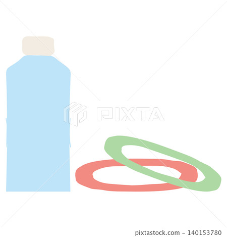 Plastic bottle ring toss game (hand-drawn style flat illustration) Plastic bottle ring toss game (hand-drawn style flat illustration) 140153780