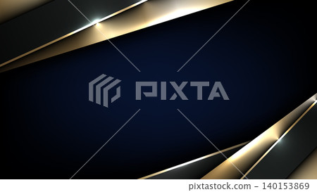 Luxury abstract background with elegant metallic gold and dark blue overlapping geometric layers featuring light reflections, premium corporate design Luxury abstract background with elegant metallic gold and dark blue overlapping geometric layers featuring light reflections, premium corporate design 140153869