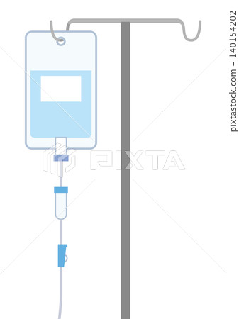 IV bag hanging on an IV stand 140154202
