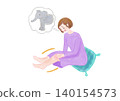 A woman is in distress, clutching her feet which are swollen like elephant feet. 140154573