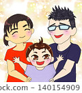 Three-person family with a smile 140154909