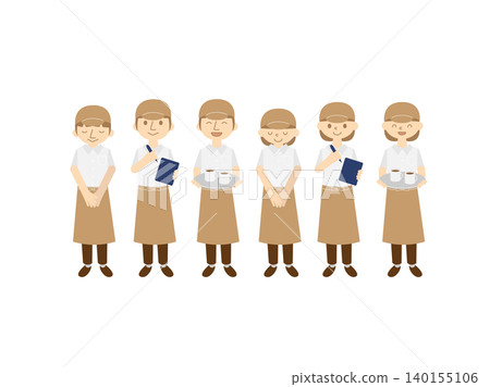 咖啡廳員工(男女)套裝,6人,多種姿勢 咖啡廳員工(男女)套裝,6人,多種姿勢 140155106