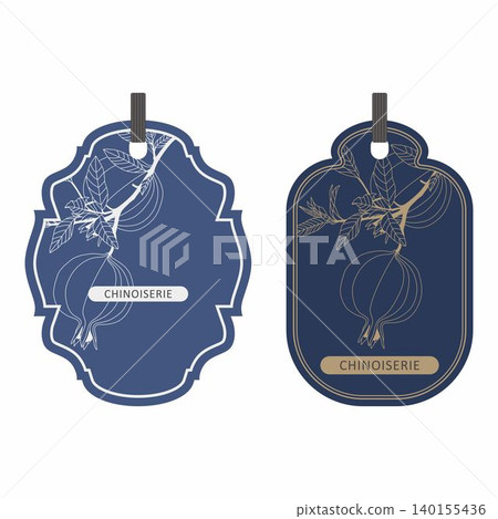 Chinese-style plant line art labels and decorative vector illustrations Chinese-style plant line art labels and decorative vector illustrations 140155436