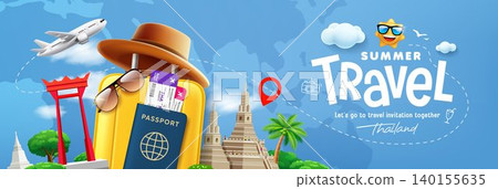Summer travel, check in Wat arun temple bangkok thailand banner concept design Summer travel, check in Wat arun temple bangkok thailand banner concept design 140155635