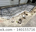 Construction site where foundation work has begun 140155716