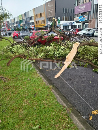 Malaysian townscape after a storm Malaysian townscape after a storm 140155871