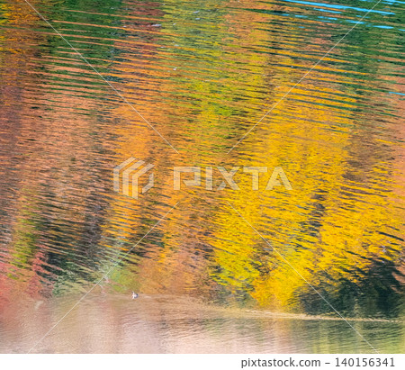 The autumn colors created by patterns on the water's surface The autumn colors created by patterns on the water's surface 140156341