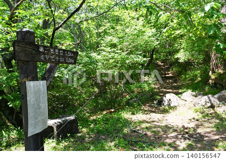 [Information sign (guidepost) near the "First Observation Deck" in Tochigi Prefectural Forest, Nikko National Park, Yaita City] 140156547