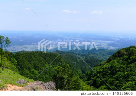 [View towards Yaita Station from the Happo Road Observation Deck in Nikko National Park, Yaita City] 140156606