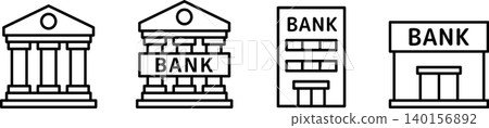 Building icon illustrations for banks and securities companies Building icon illustrations for banks and securities companies 140156892