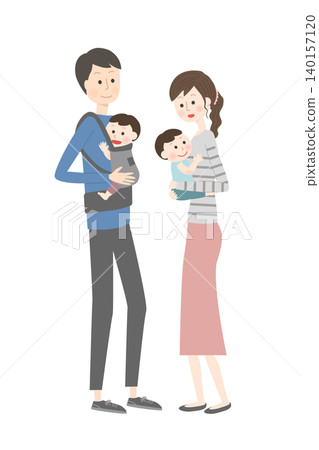A couple holding their twin babies A couple holding their twin babies 140157120
