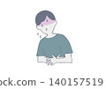 一個男人肚子疼的插圖 140157519