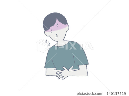 一個男人肚子疼的插圖 140157519