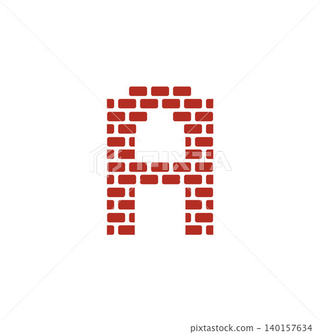 Brick texture A letter vector logo design 140157634