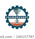 CNC lathe machine workshop logo icon vector element design 140157787