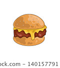 cheese burger beef doodle hand drawn  illustration 140157791