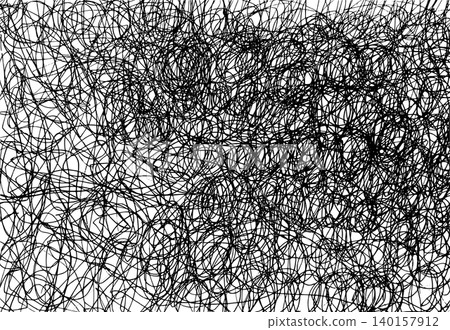 [Transparent Background] Hand-drawn monochrome background material filled with overlapping swirling lines 140157912