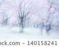 A heartwarming multiple-exposure photograph taken in a park with cherry blossoms in bloom. 140158241