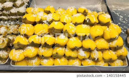 Traditional Thai Toddy Palm Cake Khanom Tan with Shredded Coconut Traditional Thai Toddy Palm Cake Khanom Tan with Shredded Coconut 140158445