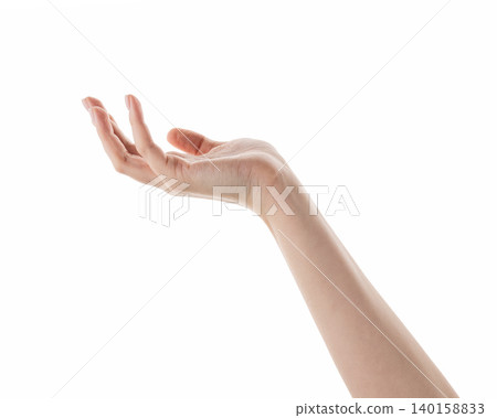 Female hand hold something isolated on white Female hand hold something isolated on white 140158833