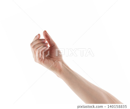 Adult man left hand to hold something isolated on white Adult man left hand to hold something isolated on white 140158835