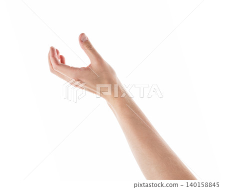 Adult man right hand to hold something isolated on white Adult man right hand to hold something isolated on white 140158845