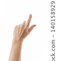 Mid aged woman hand touch screen gesture isolated on white background 140158929