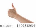 Female hand thumb up gesture isolated on white 140158934