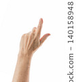 Mid aged woman hand touch screen gesture isolated on white background 140158948