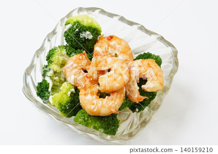 Shrimp and broccoli salad with mayonnaise Shrimp and broccoli salad with mayonnaise 140159210