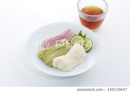 Cold and delicious-looking somen noodles - a representative summer noodle dish of Japan. Cold and delicious-looking somen noodles - a representative summer noodle dish of Japan. 140159647