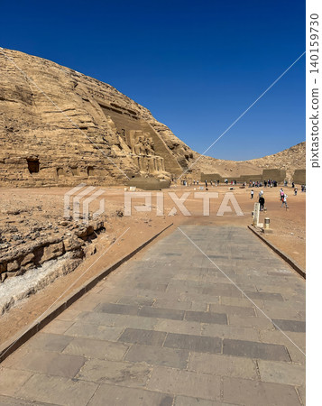 Abu Simbel, a cliff on the west bank of the Nile, in which two ancient Egyptian temples of Ramesses II are carved, Egypt. Abu Simbel, a cliff on the west bank of the Nile, in which two ancient Egyptian temples of Ramesses II are carved, Egypt. 140159730