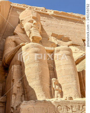 Abu Simbel, a cliff on the west bank of the Nile, in which two ancient Egyptian temples of Ramesses II are carved, Egypt. Abu Simbel, a cliff on the west bank of the Nile, in which two ancient Egyptian temples of Ramesses II are carved, Egypt. 140159782