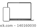 Laptop computer mockup and smartphone front view mockup isolated 140160030