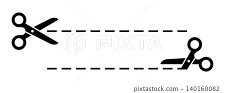 Scissors with cut lines icon set. Scissors cutting signs. Scissors with cut lines icon set. Scissors cutting signs. 140160082