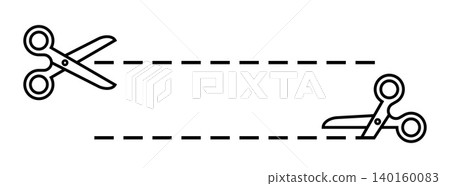 Scissors with cut lines icon set. Scissors cutting signs. Scissors with cut lines icon set. Scissors cutting signs. 140160083