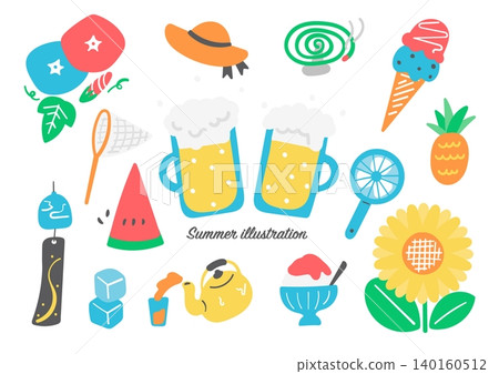 Simple summer illustration material set Simple summer illustration material set 140160512