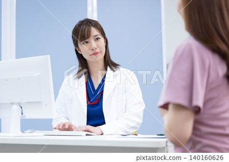 Medical Female doctor examining 140160626