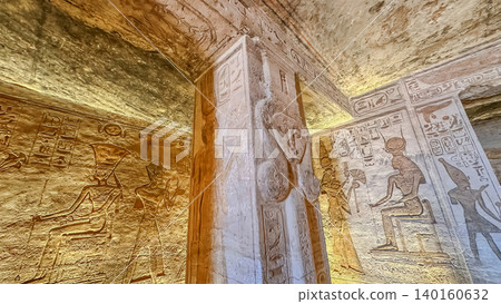 The goddess Hathor in the Temple of Nefertari near the temple of Abu Simbel, Pharaoh Ramesses II in southern Egypt, in Nubia The goddess Hathor in the Temple of Nefertari near the temple of Abu Simbel, Pharaoh Ramesses II in southern Egypt, in Nubia 140160632