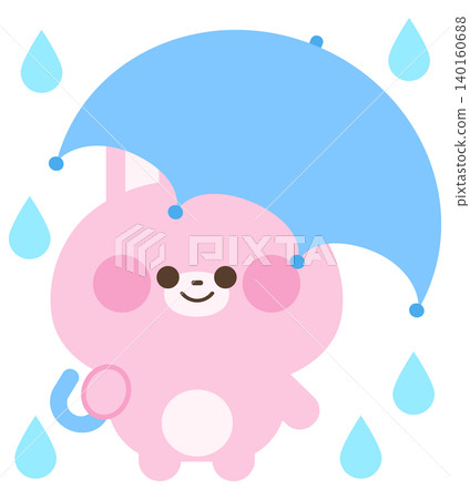 A rabbit holding an umbrella on a rainy day A rabbit holding an umbrella on a rainy day 140160688