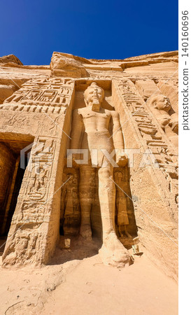 The Temple of Nefertari and the goddess Hathor near the Temple of Ramesses II at Abu Simbel, in southern Egypt, Nubia The Temple of Nefertari and the goddess Hathor near the Temple of Ramesses II at Abu Simbel, in southern Egypt, Nubia 140160696