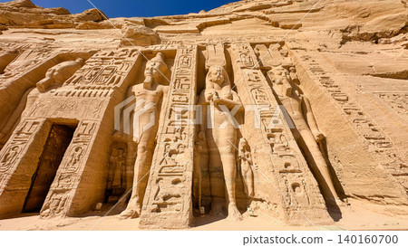 The Temple of Nefertari and the goddess Hathor near the Temple of Ramesses II at Abu Simbel, in southern Egypt, Nubia 140160700