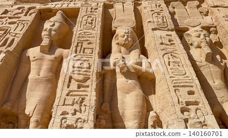 The Temple of Nefertari and the goddess Hathor near the Temple of Ramesses II at Abu Simbel, in southern Egypt, Nubia 140160701